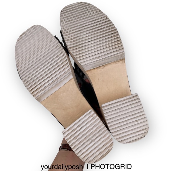 Seven Dials crisscross platform wood heeled slide sandals 11 - Picture 9 of 13